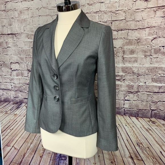 Ann Taylor Black Print Wool Silk Lined Blazer - Picture 4 of 14